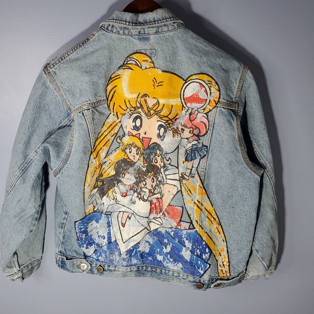 Sailor Moon Print Denim Salty Dog Jacket Woman Size M